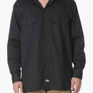 Dickies Black Casual Button Down Shirt Long Sleeve
